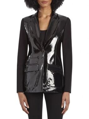 NWT Capsule 121 The Vinyl Combo Dart Blazer in Black Sz. S